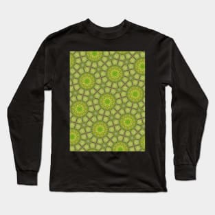 Green Dandelion Looking Shapes Inside Hex Pattern - WelshDesignsTP003 Long Sleeve T-Shirt